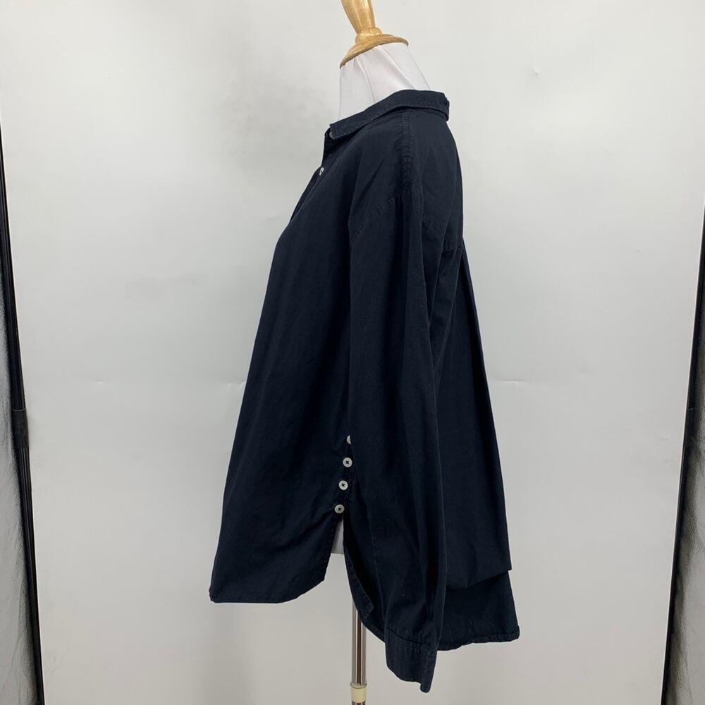 Anthropologie Shirt Women S Small Black Collared Popover Side Buttons Oversized - Picture 4 of 9